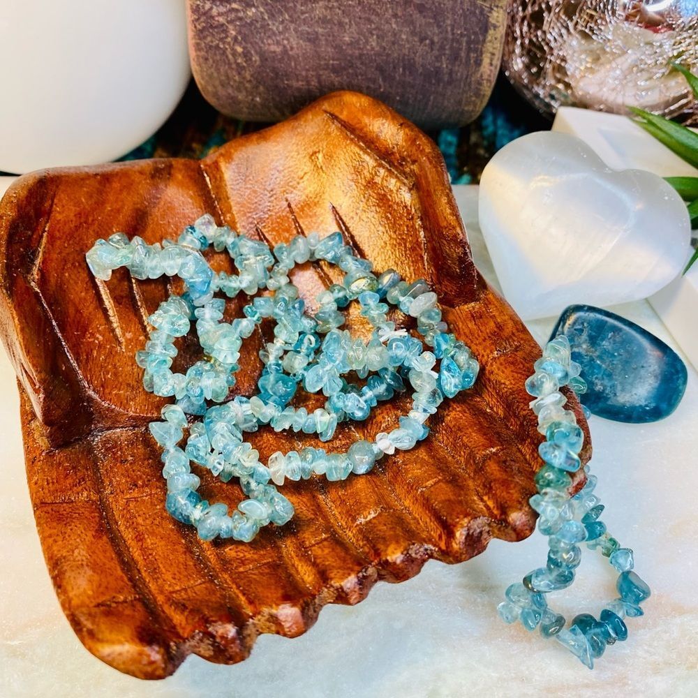 Natural Blue Apatite Chip Stretch Bracelet